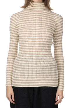 Outlet NARU Cotton Stripe Rib Turtle Neck - Ivory
