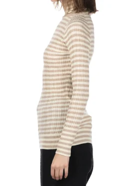 Outlet NARU Cotton Stripe Rib Turtle Neck - Ivory