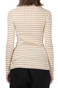 Outlet NARU Cotton Stripe Rib Turtle Neck - Ivory