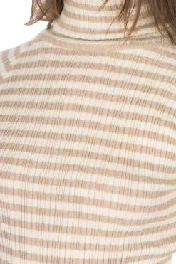 Outlet NARU Cotton Stripe Rib Turtle Neck - Ivory