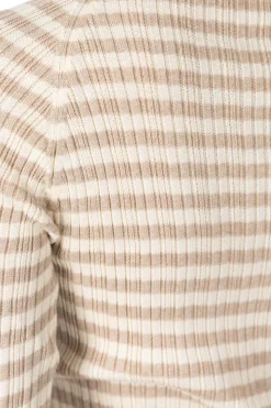 Outlet NARU Cotton Stripe Rib Turtle Neck - Ivory