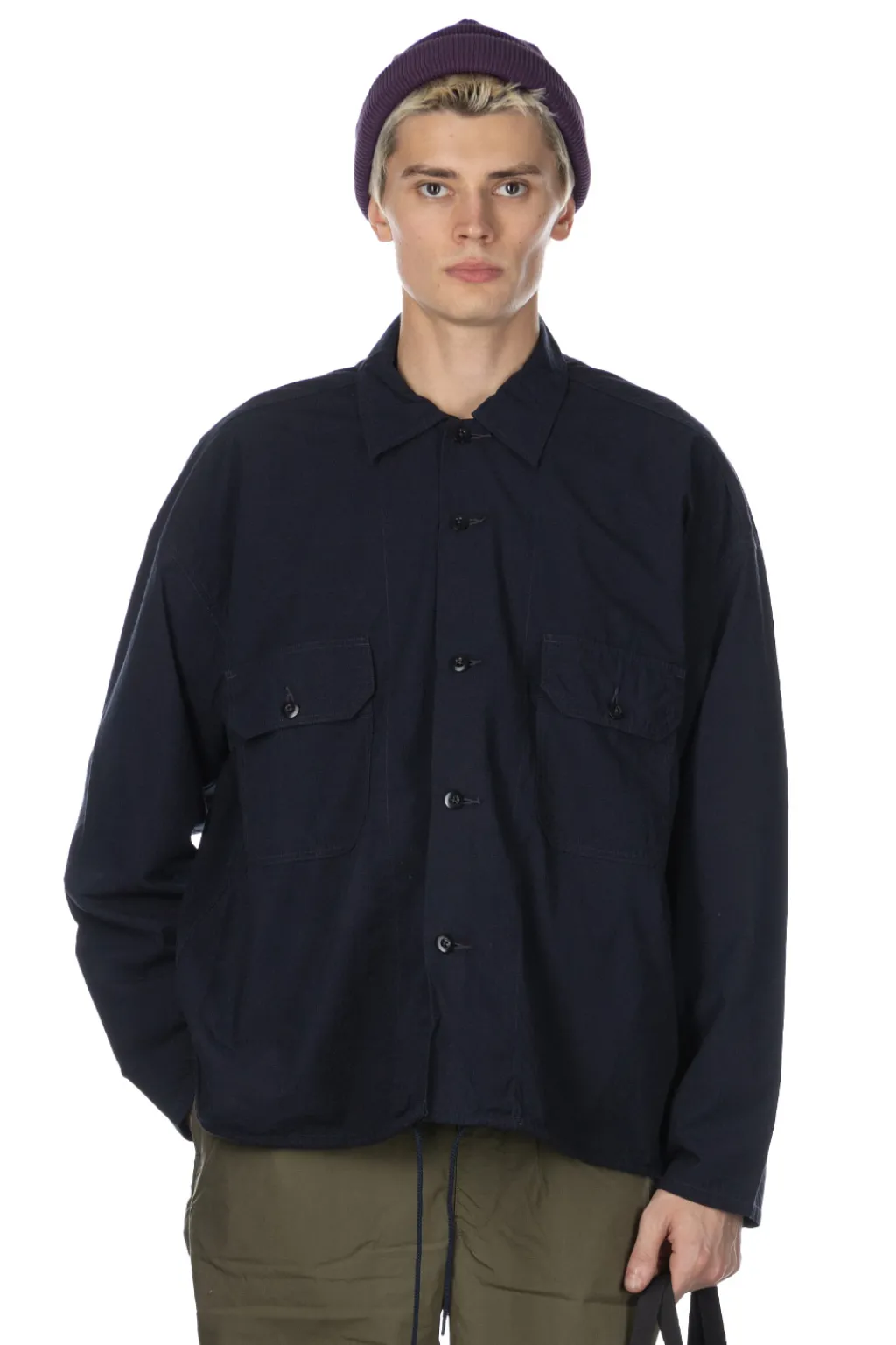 Hot Nanamica Cotton Wool Deck Shirt - Dark Navy