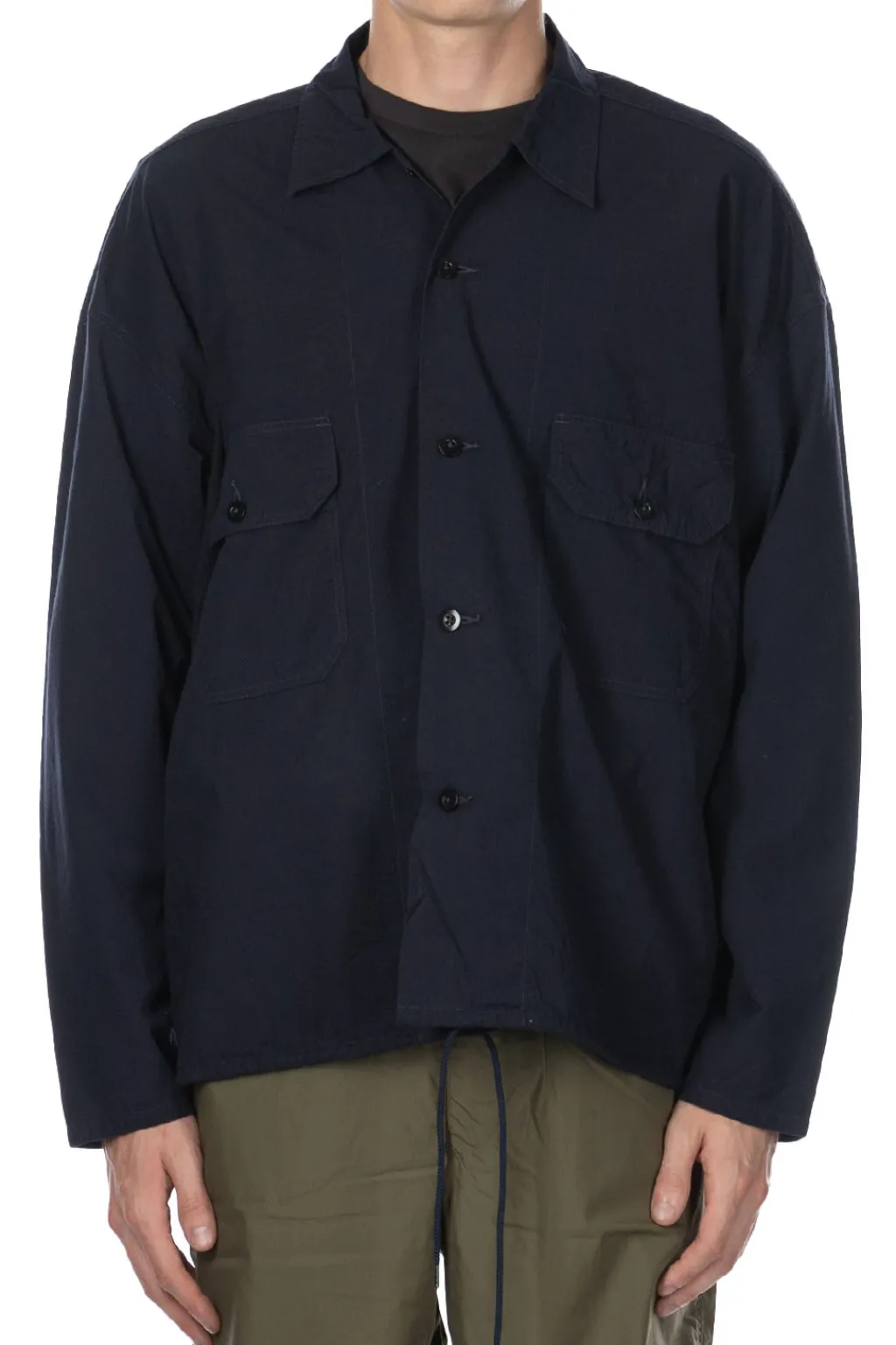 Hot Nanamica Cotton Wool Deck Shirt - Dark Navy