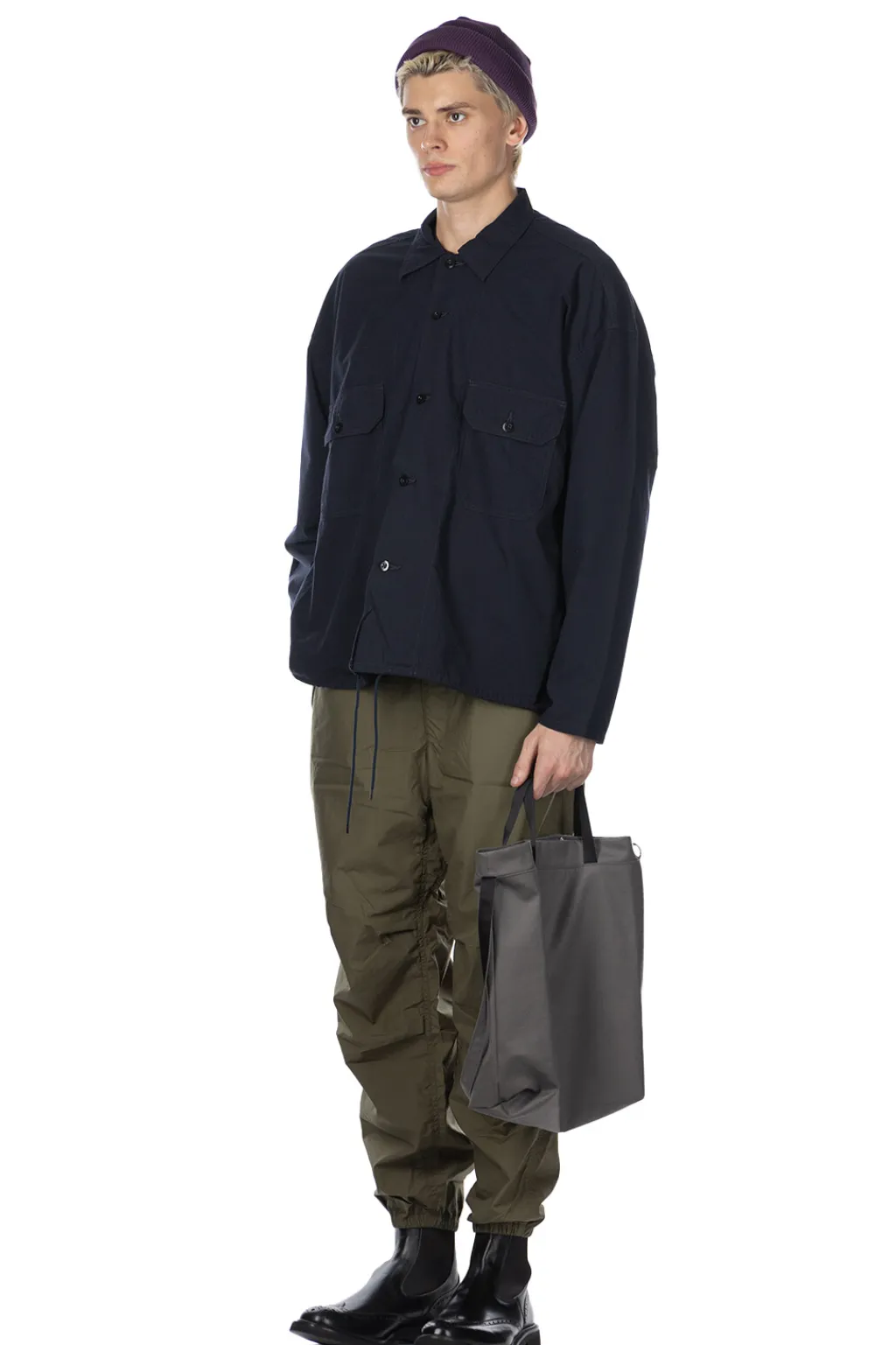 Hot Nanamica Cotton Wool Deck Shirt - Dark Navy