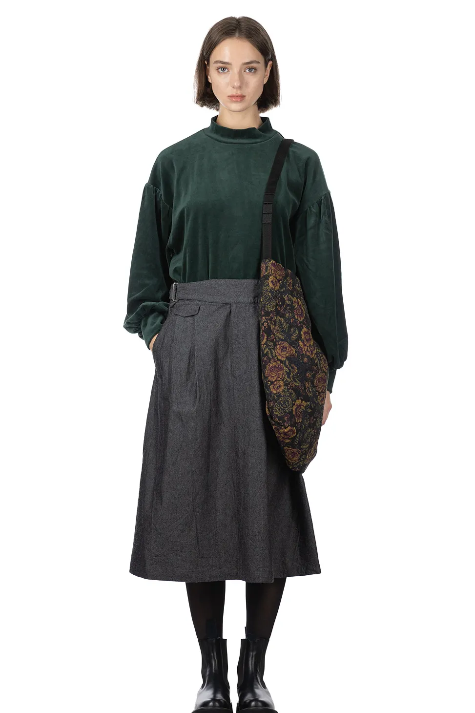 Online Nanamica Cotton Wool Gurkha Skirt - Heather Grey