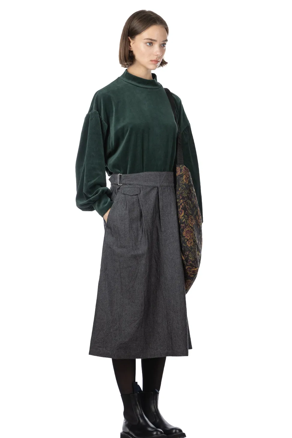 Online Nanamica Cotton Wool Gurkha Skirt - Heather Grey