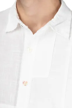 Best Kapital Cotton x Linen White Patchwork KATMANDU Shirt - White