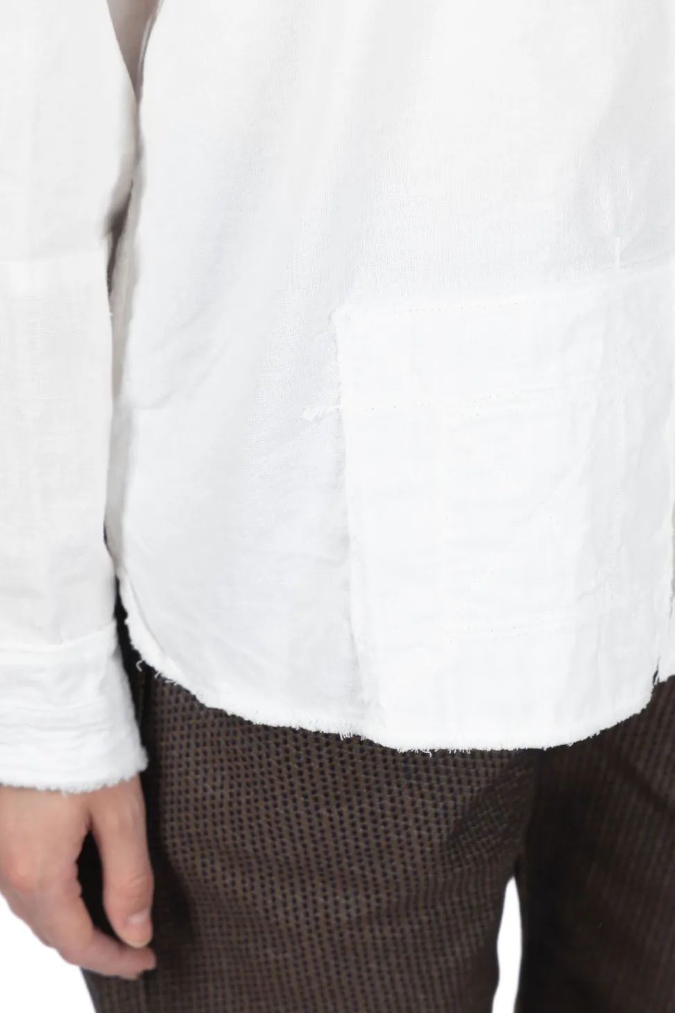 Outlet Kapital Cotton x Linen White Patchwork KATMANDU Shirt - White