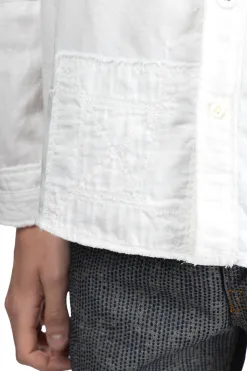 Best Kapital Cotton x Linen White Patchwork KATMANDU Shirt - White
