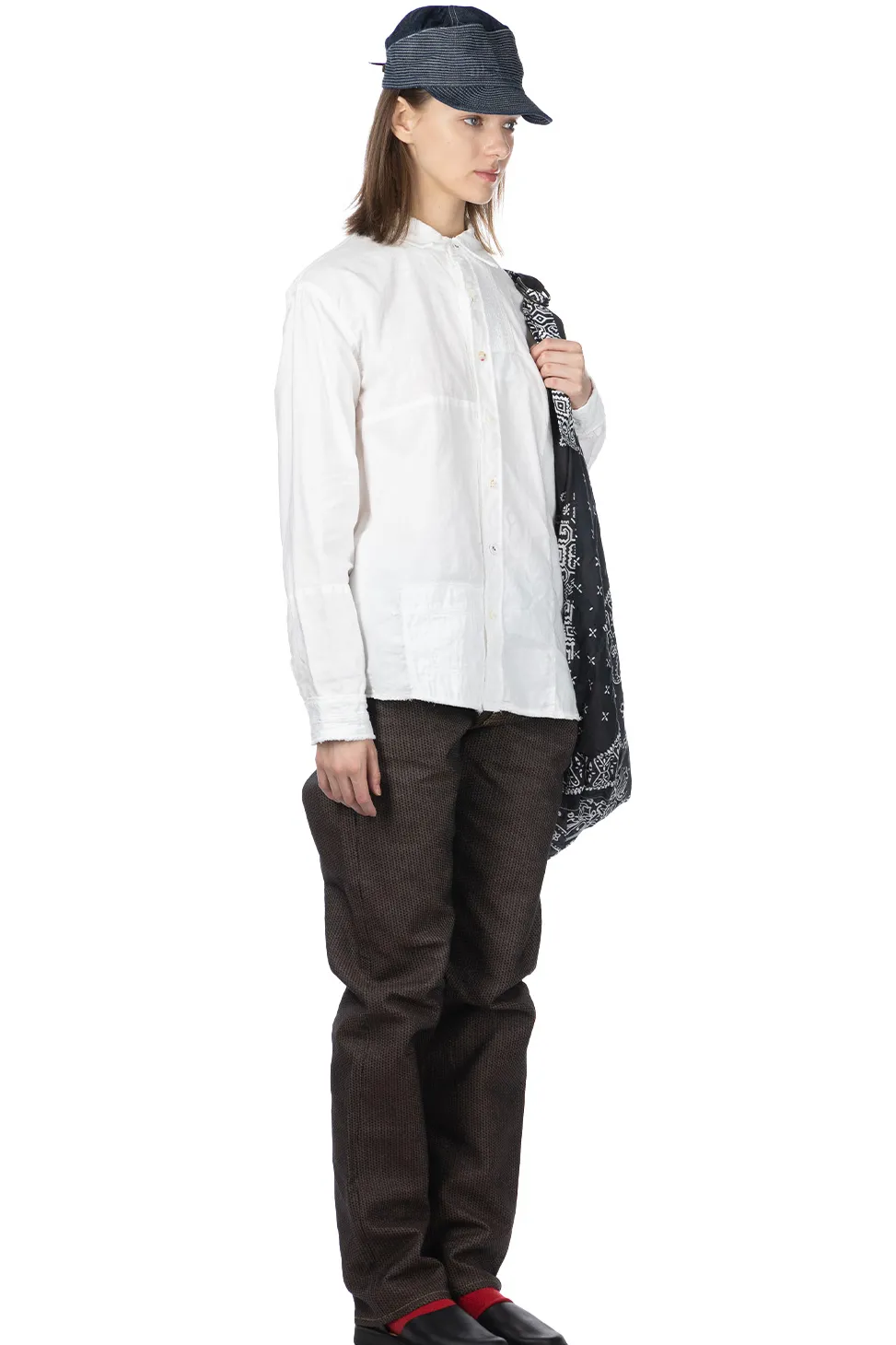 Outlet Kapital Cotton x Linen White Patchwork KATMANDU Shirt - White