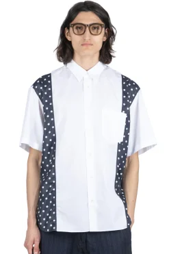 Best Comme Des Garcons Homme Cotton x Poly Lawn Dots Print Shirt - White x Navy