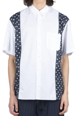 Best Comme Des Garcons Homme Cotton x Poly Lawn Dots Print Shirt - White x Navy