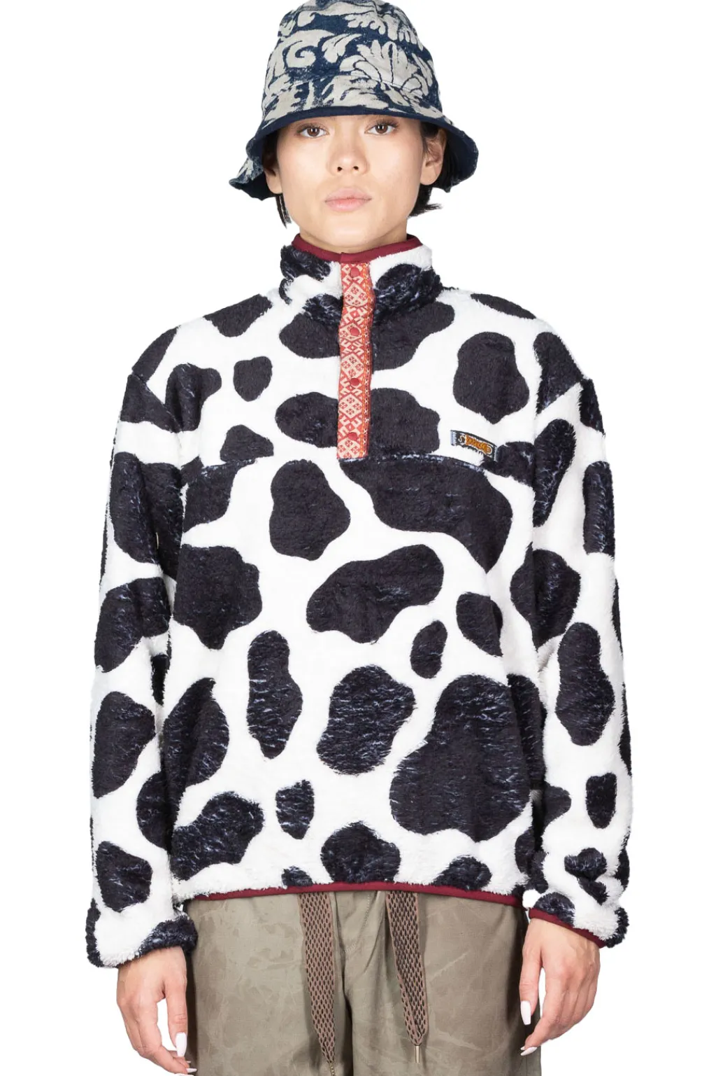 Outlet Kapital COW Fleece Pullover - White