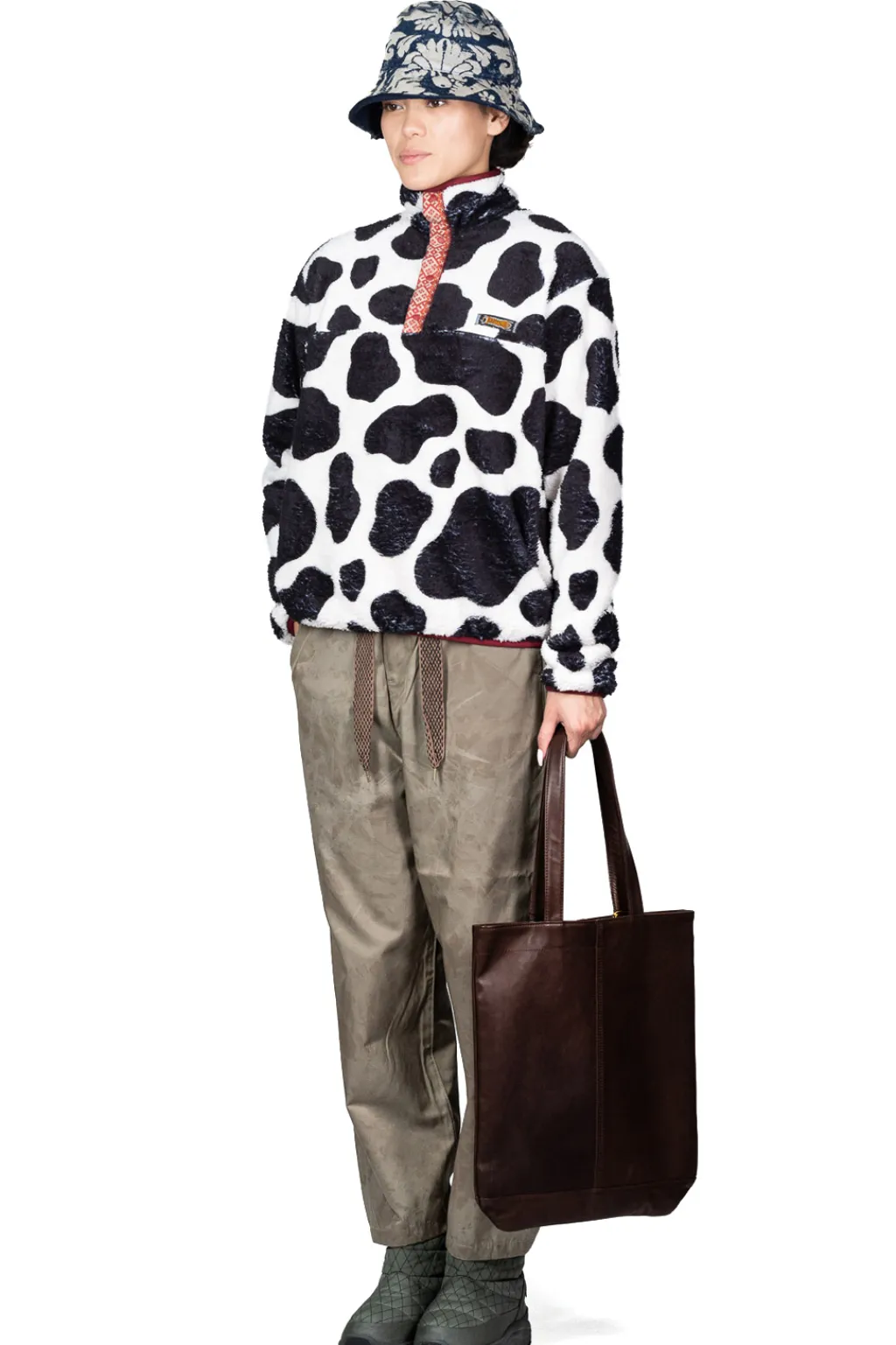 Outlet Kapital COW Fleece Pullover - White