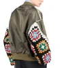 Clearance DISCOVERED Crochet Sleeve MA-1 Jacket - Khaki
