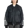 Hot DISCOVERED Crochet Sleeve MA-1 Jacket - Black x Black