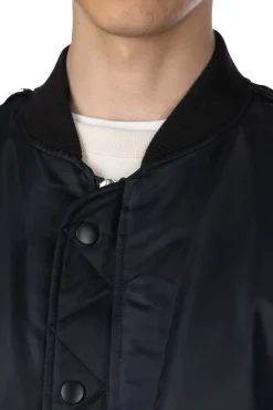 Hot DISCOVERED Crochet Sleeve MA-1 Jacket - Black x Black