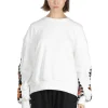 Sale DISCOVERED Crochet Sleeve Sweatshirt - White