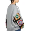New DISCOVERED Crochet Sleeve Sweatshirt - Grey