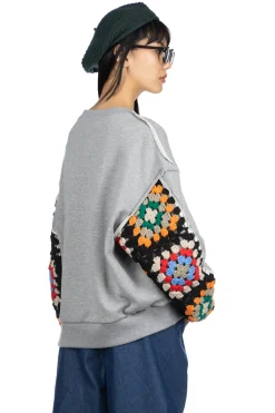 New DISCOVERED Crochet Sleeve Sweatshirt - Grey