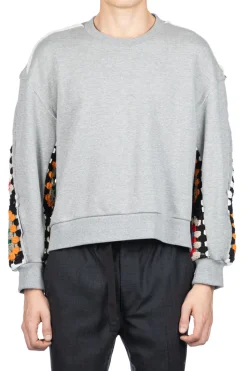 Hot DISCOVERED Crochet Sleeve Sweatshirt - Grey