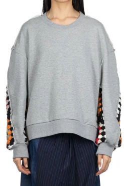 New DISCOVERED Crochet Sleeve Sweatshirt - Grey