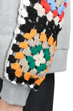Hot DISCOVERED Crochet Sleeve Sweatshirt - Grey