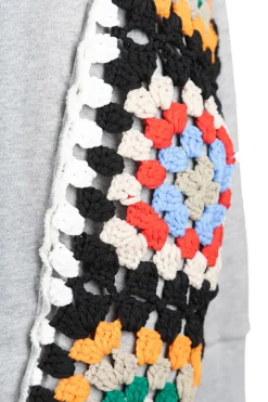 Hot DISCOVERED Crochet Sleeve Sweatshirt - Grey