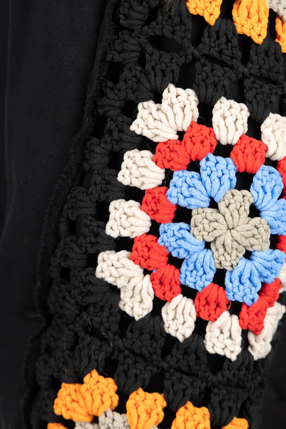 Online DISCOVERED Crochet Sleeve Sweatshirt - Black