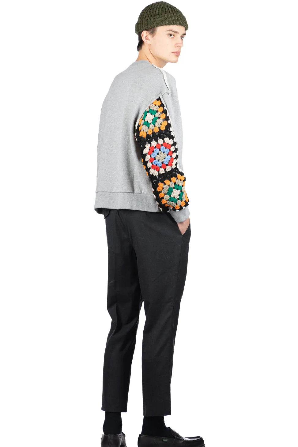 Online DISCOVERED Crochet Sleeve Sweatshirt - Black