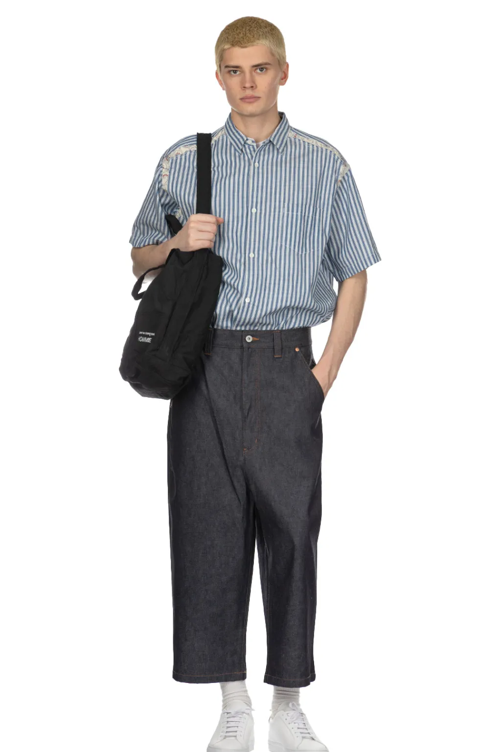 Sale Junya Watanabe MAN Cropped Denim Jeans - Indigo