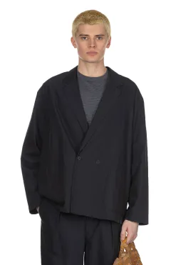 Clearance Still by Hand Cupro Mixed Easy Jacket - Dark Navy