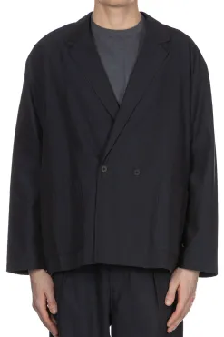 Clearance Still by Hand Cupro Mixed Easy Jacket - Dark Navy