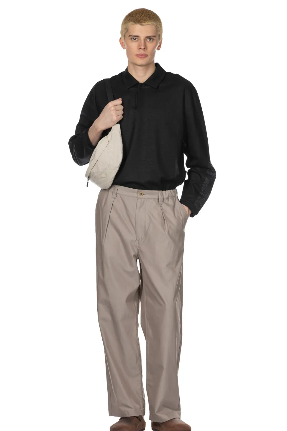 Sale Still by Hand Cupro Mixed Straight Pants - Greige