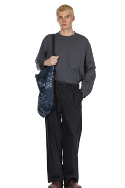 Online Still by Hand Cupro Mixed Straight Pants - Navy