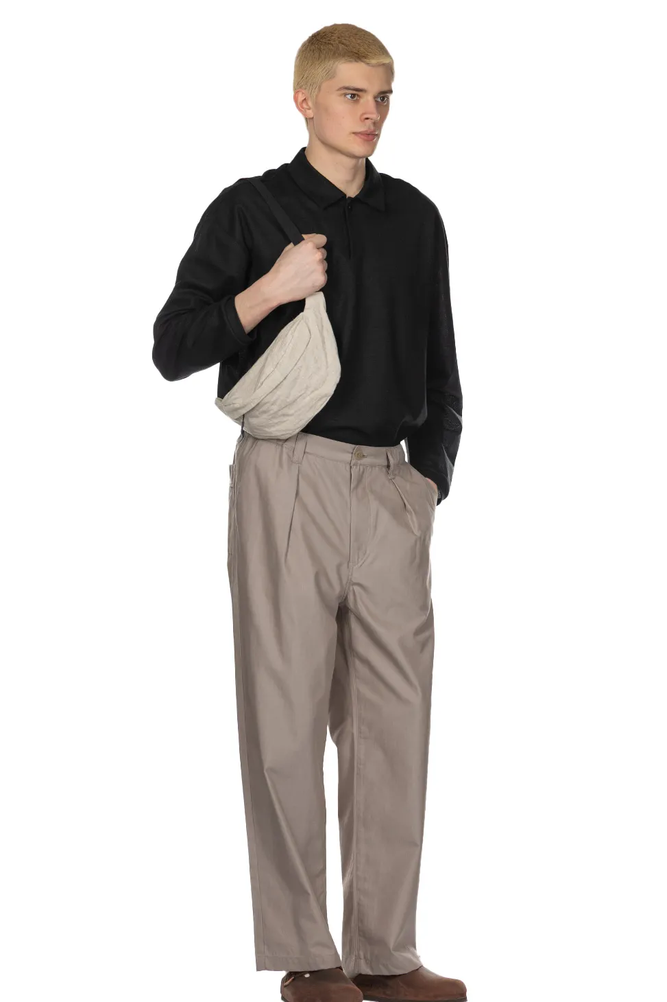 Sale Still by Hand Cupro Mixed Straight Pants - Greige