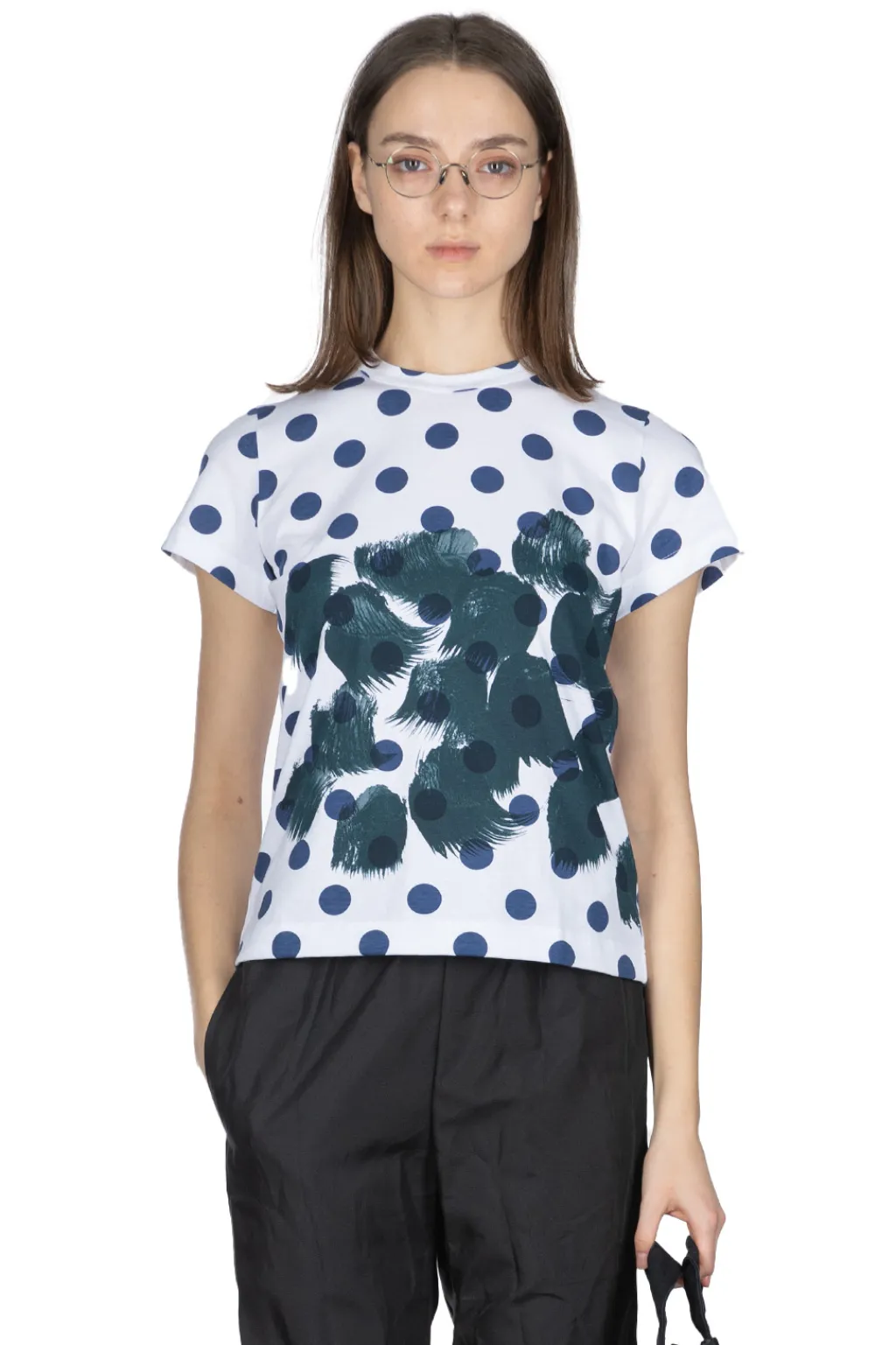 Best Comme Des Garcons TAO DAICHIRO SHINJO T-Shirt (Dots & Shodo) - White x Indigo