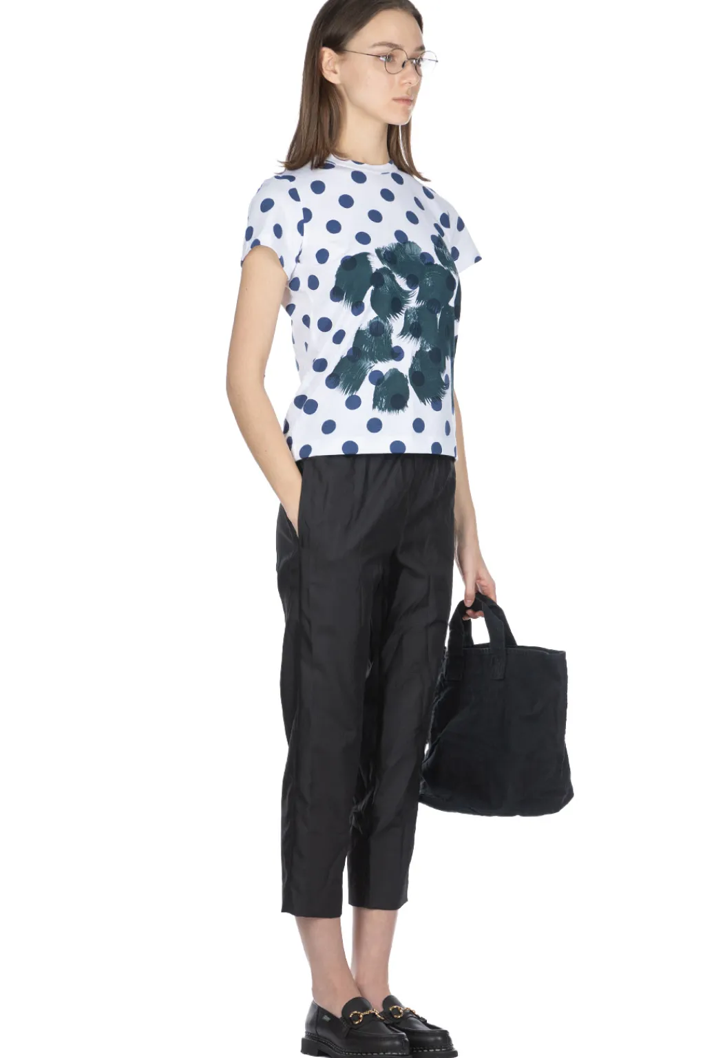 Best Comme Des Garcons TAO DAICHIRO SHINJO T-Shirt (Dots & Shodo) - White x Indigo