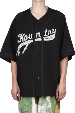Online Kapital 16/-Densed Jersey Baseball Shirt (BONE) - Black