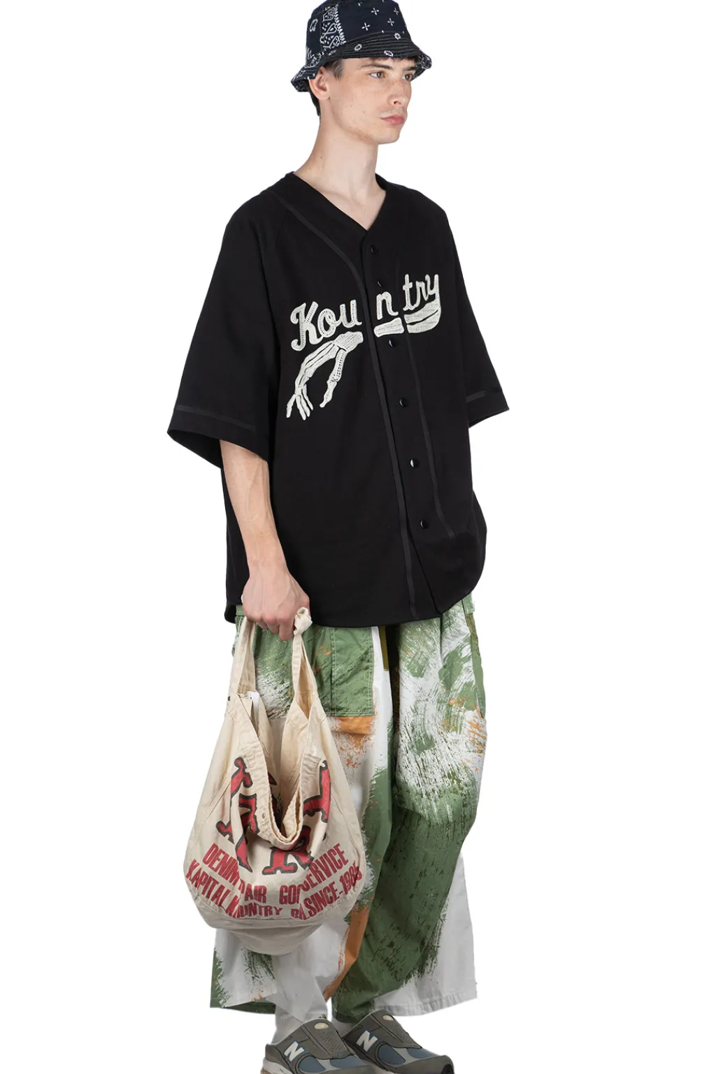 Online Kapital 16/-Densed Jersey Baseball Shirt (BONE) - Black