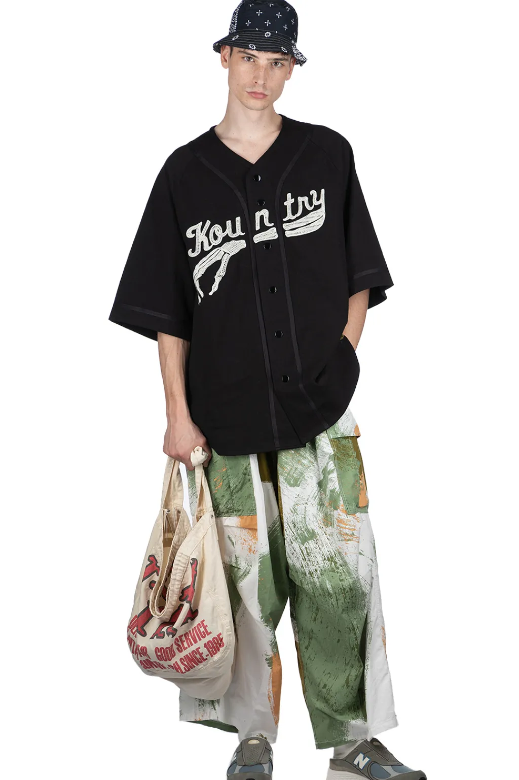 Online Kapital 16/-Densed Jersey Baseball Shirt (BONE) - Black