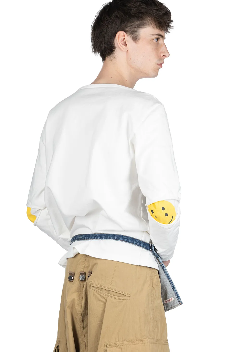 Best Kapital 16/- Densed Jersey Elbow-Rip Boatneck Long Sleeve T - White