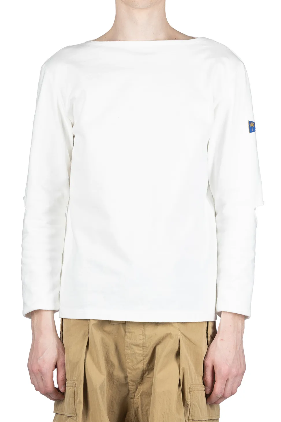 Best Kapital 16/- Densed Jersey Elbow-Rip Boatneck Long Sleeve T - White