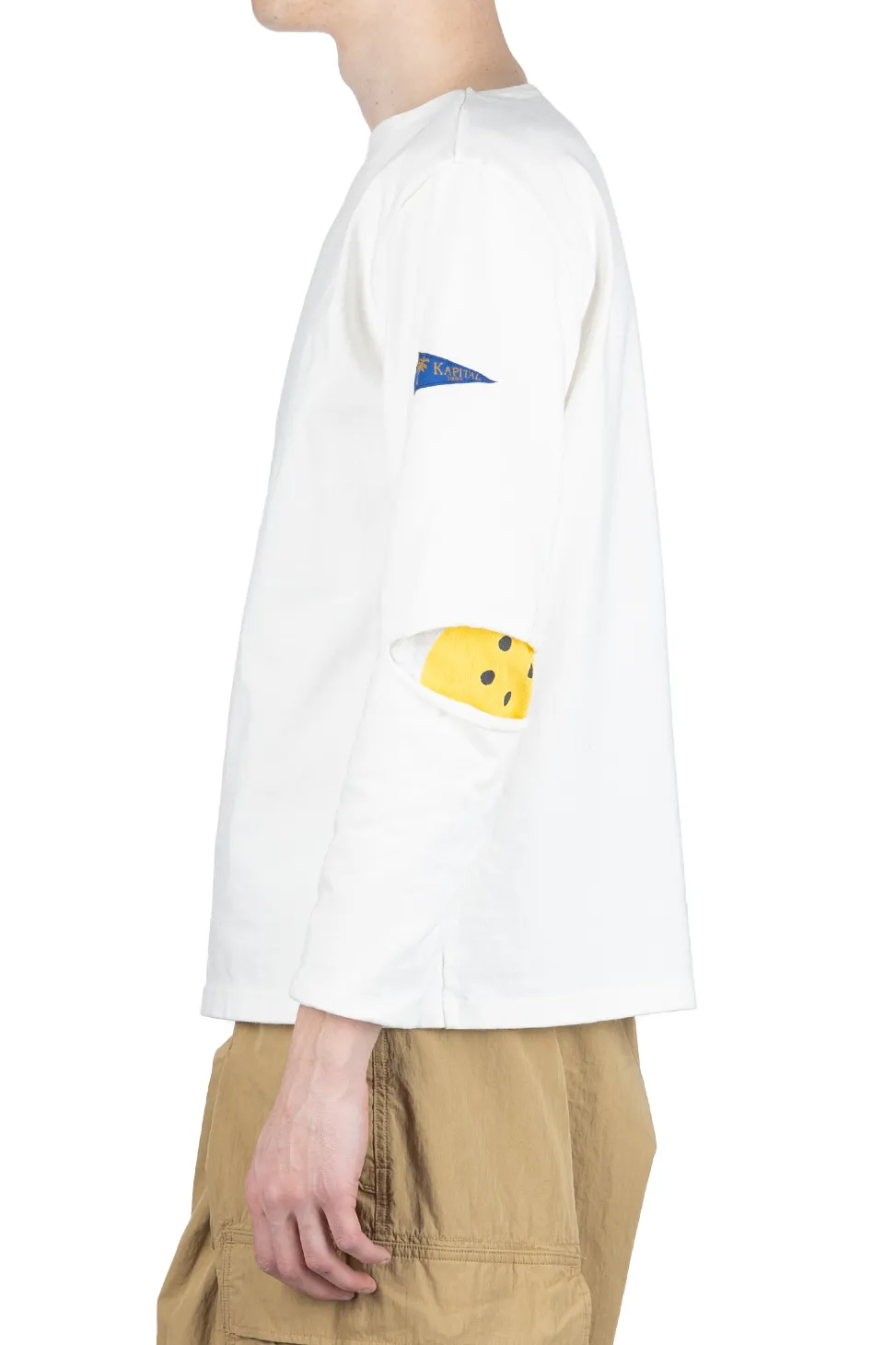 Best Kapital 16/- Densed Jersey Elbow-Rip Boatneck Long Sleeve T - White