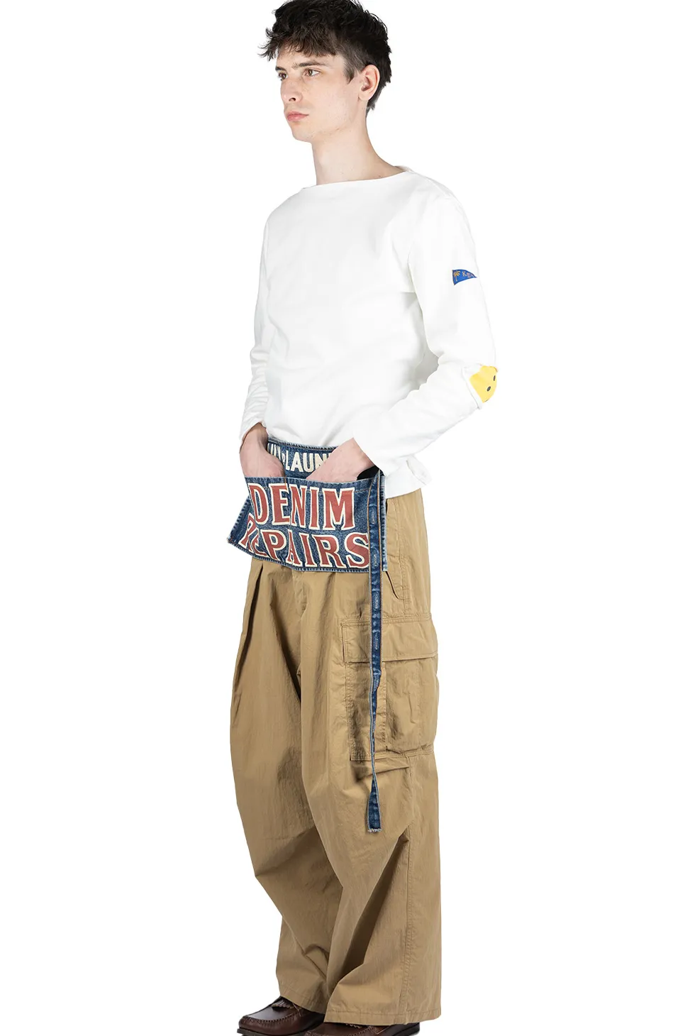 Best Kapital 16/- Densed Jersey Elbow-Rip Boatneck Long Sleeve T - White