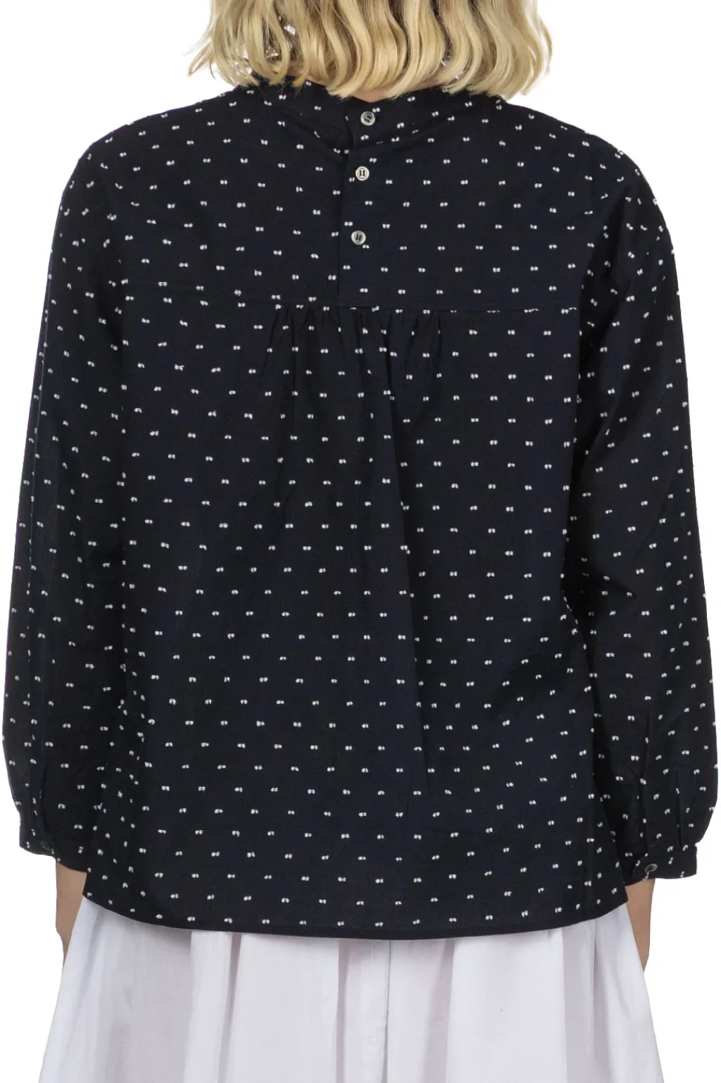Fashion Nachukara Dobby Band Collar Pullover - Black
