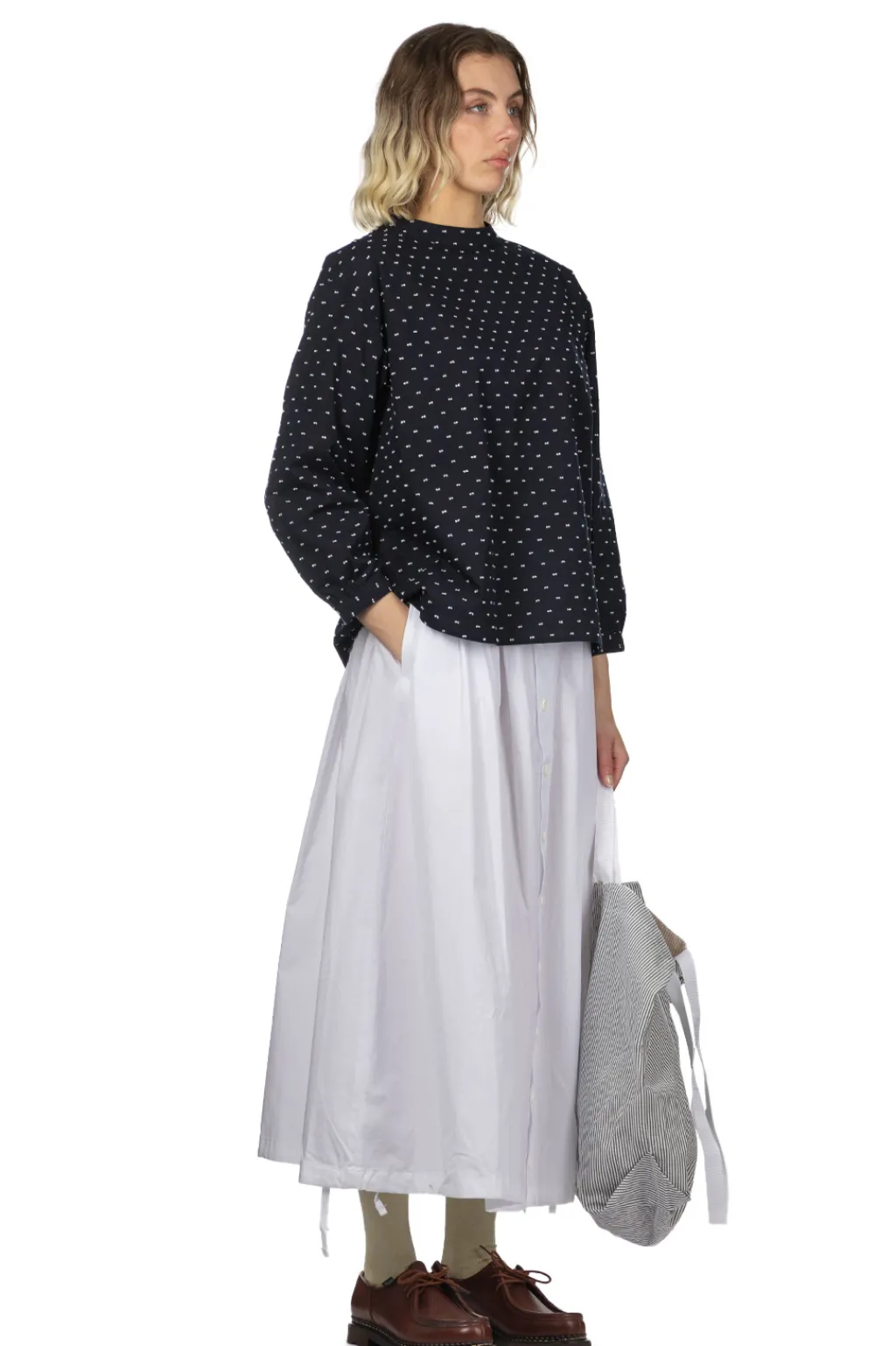 Fashion Nachukara Dobby Band Collar Pullover - Black