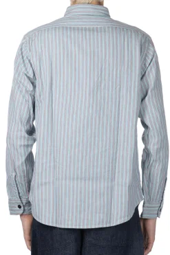 Online Sugar Cane Dobby Stripe LS Work Shirt - Blue