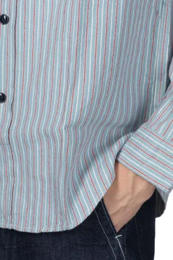 Online Sugar Cane Dobby Stripe LS Work Shirt - Blue