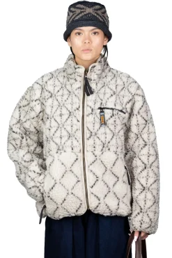 Outlet Kapital DO-GI SASHIKO BOA Fleece Reversible Blouson - Natural